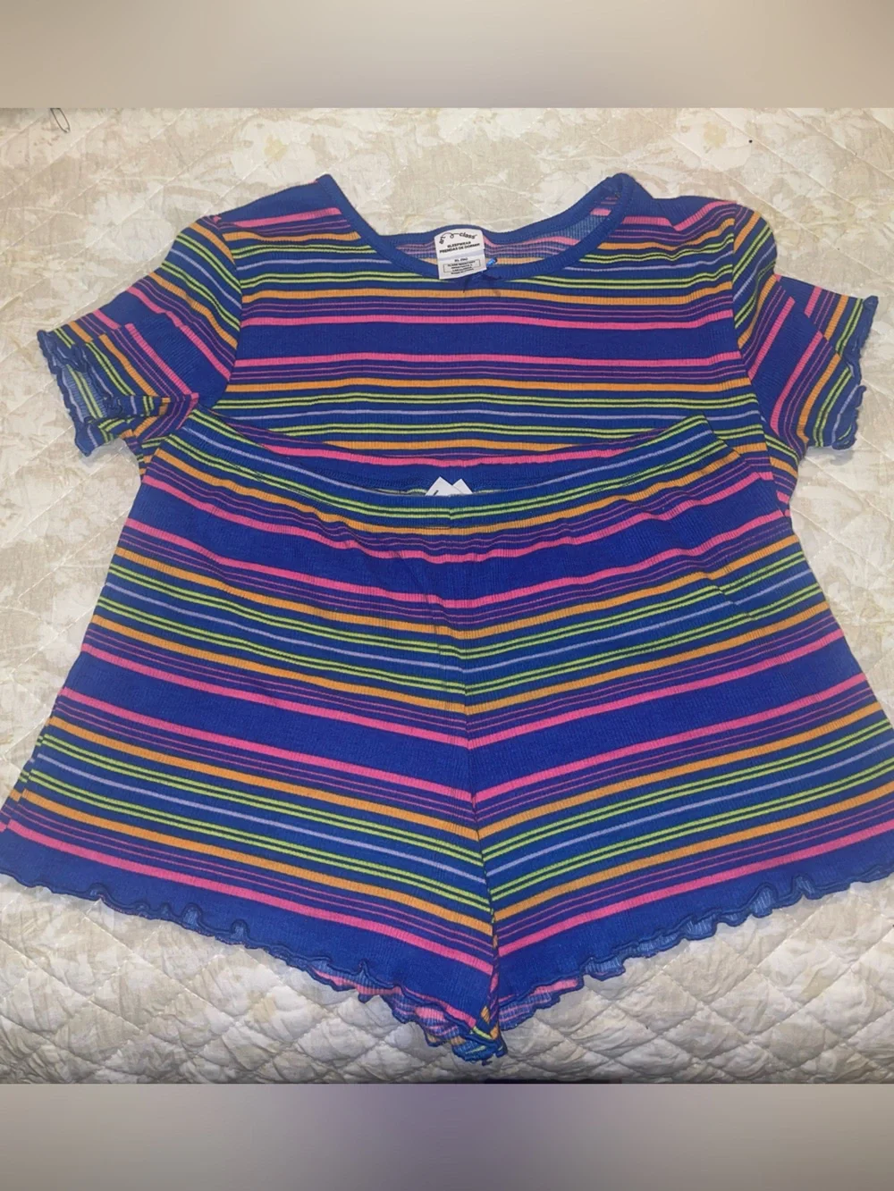 art class Girls Striped Pajama Set in Blue, Pink, Yellow, Green
